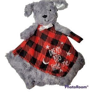 Baby Starters‎ Baby Lovey Security Blanket Rattle Gray Dog Dream Big Little One